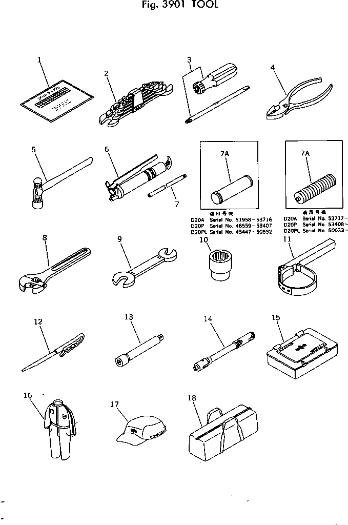 TABLE,TOOL (EXCEPT JAPAN) 103-98-21322 KOMATSU