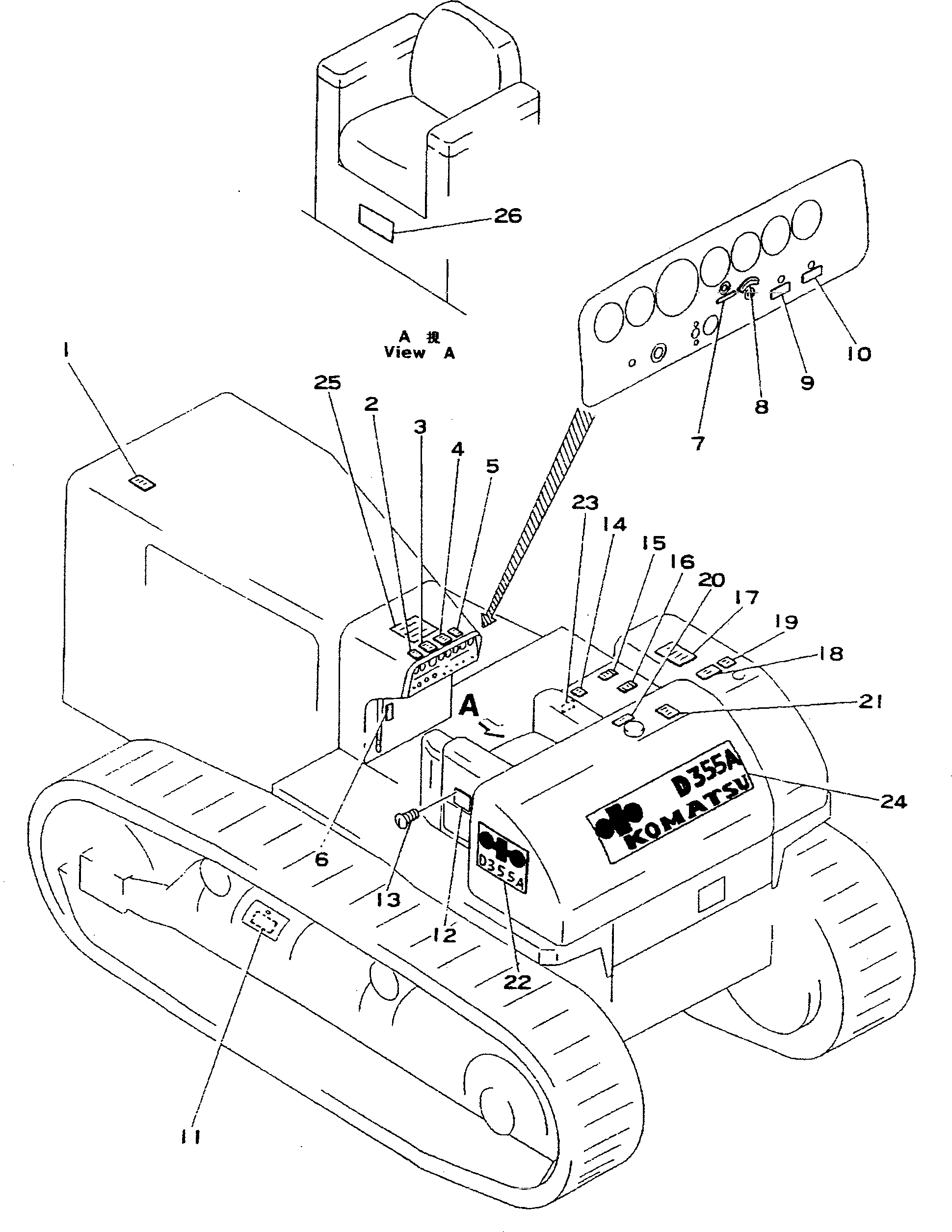 PLATE, OPERATING,LAMP SWITCH 09679-02521 KOMATSU