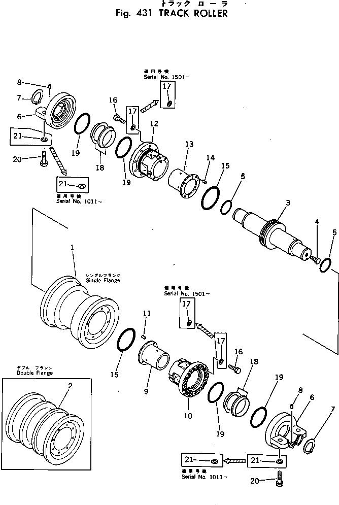 TRACK ROLLER ASS'Y,DOUBLE FLANGE 198-30-00322 KOMATSU