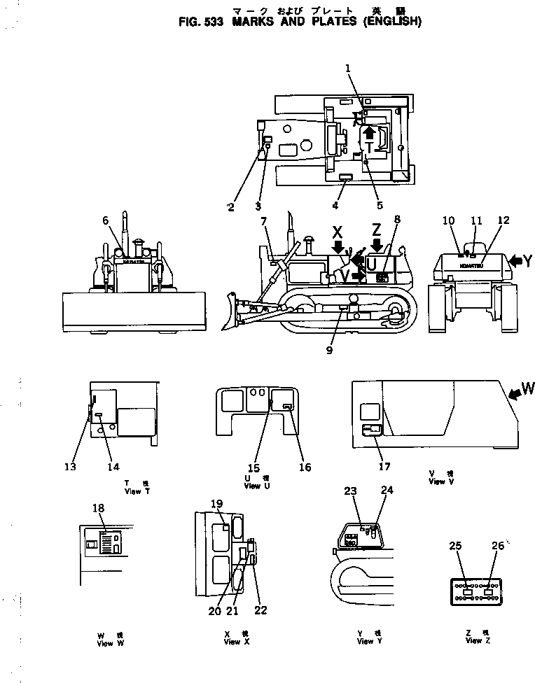 PLATE, MARK,KOMATSU SYMBOL AND D60A 09691-05602 KOMATSU
