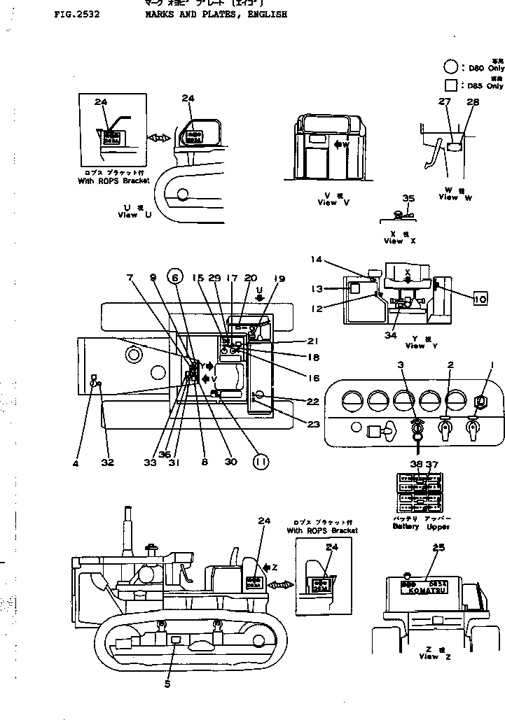 PLATE, MARK,D85E 09691-05855 KOMATSU
