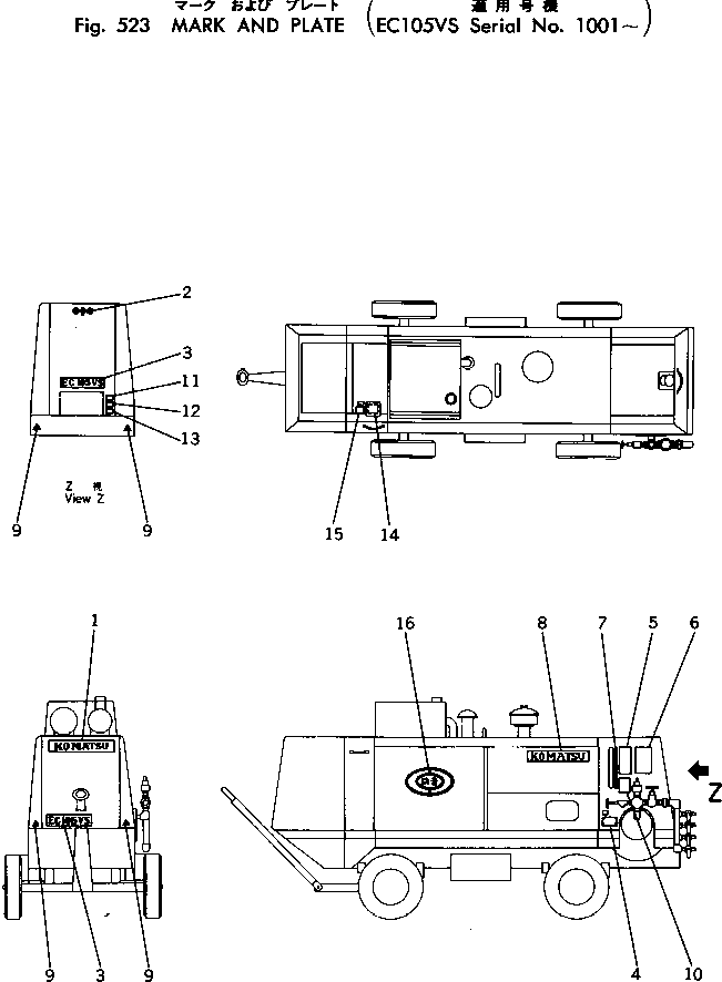 PLATE, MARK,EC105VS 6114-85-2131 KOMATSU