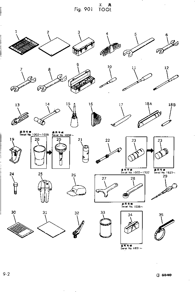 TABLE,TOOL (EXCEPT JAPAN) 234-902-3111 KOMATSU