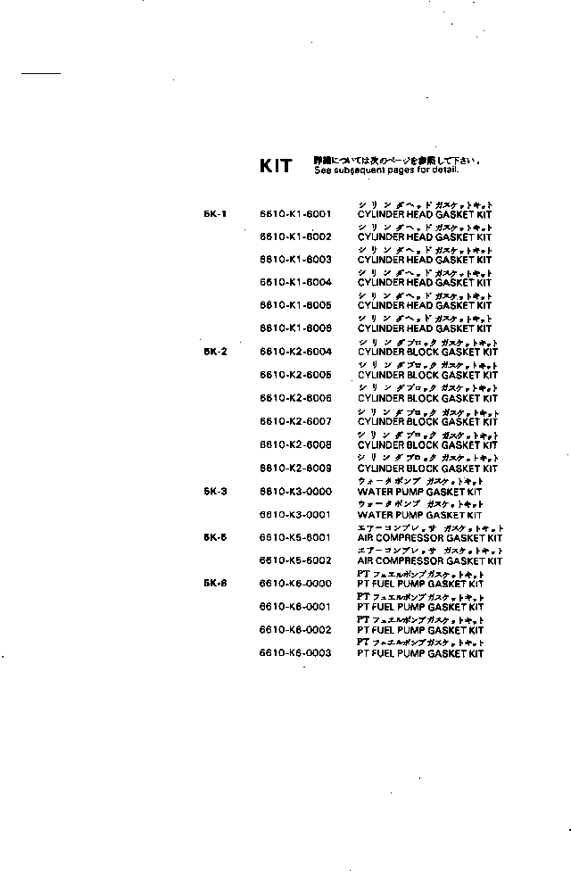 Комплект прокладок, блок цилиндров 6610-K2-6009 KOMATSU