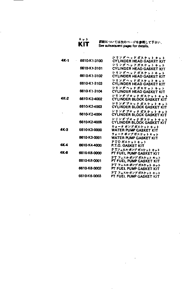 Комплект прокладок, блок цилиндров 6610-K2-4005 KOMATSU