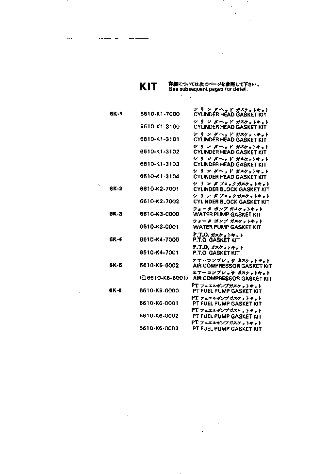 Комплект прокладок, блок цилиндров 6610-K2-7002 KOMATSU