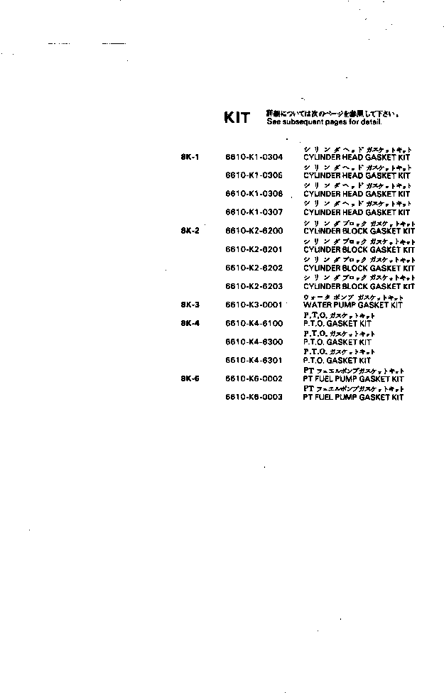 Комплект прокладок, блок цилиндров 6610-K2-6202 KOMATSU
