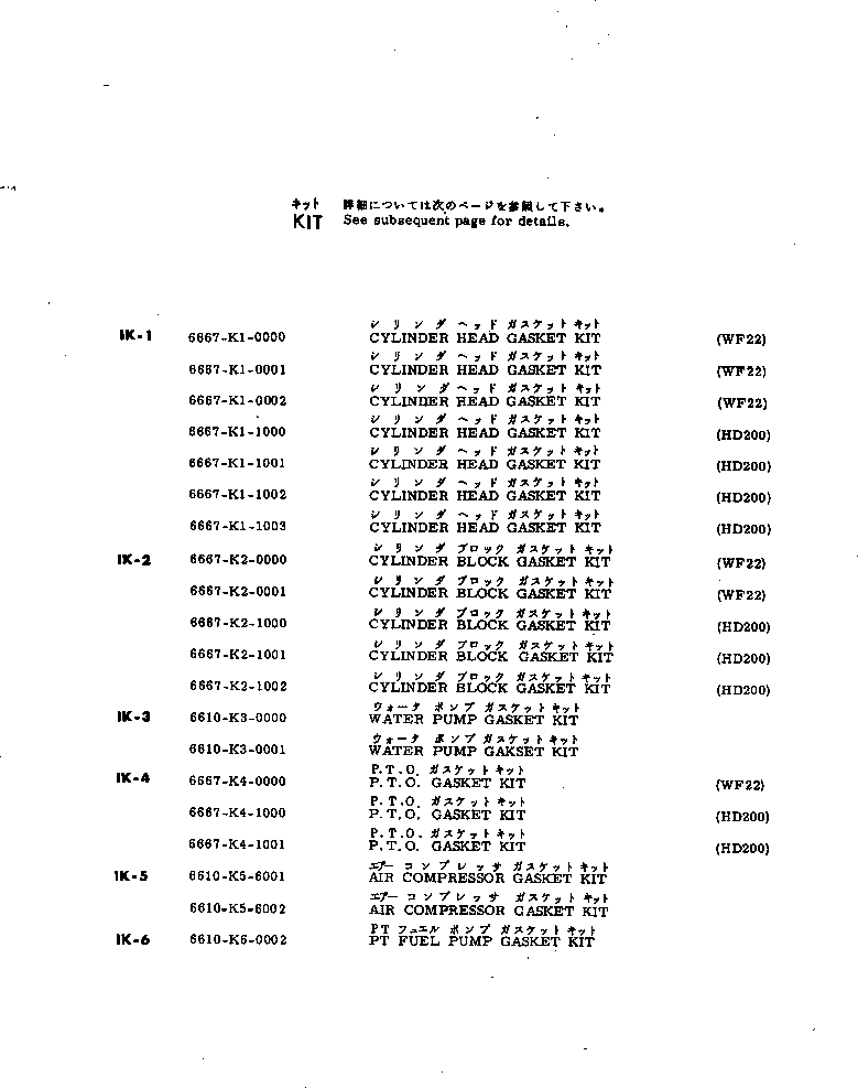 Комплект прокладок, блок цилиндров 6667-K2-1002 KOMATSU