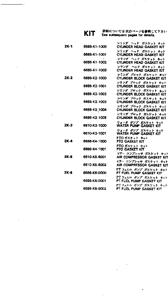 Комплект прокладок, блок цилиндров 6686-K2-1002 KOMATSU