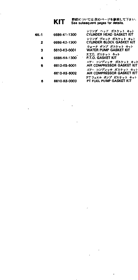 Комплект прокладок, блок цилиндров 6686-K2-1300 KOMATSU