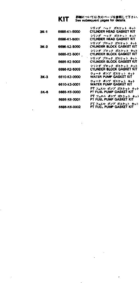 Комплект прокладок, блок цилиндров 6686-K2-5003 KOMATSU