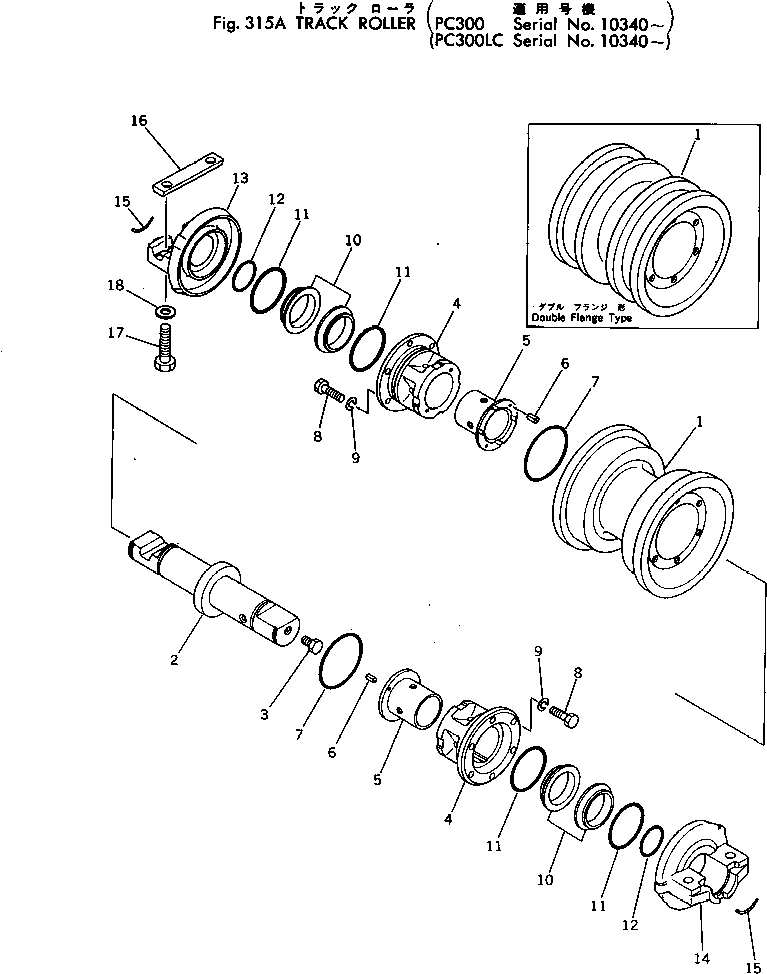 TRACK ROLLER ASS'Y,DOUBLE 207-30-00040 KOMATSU