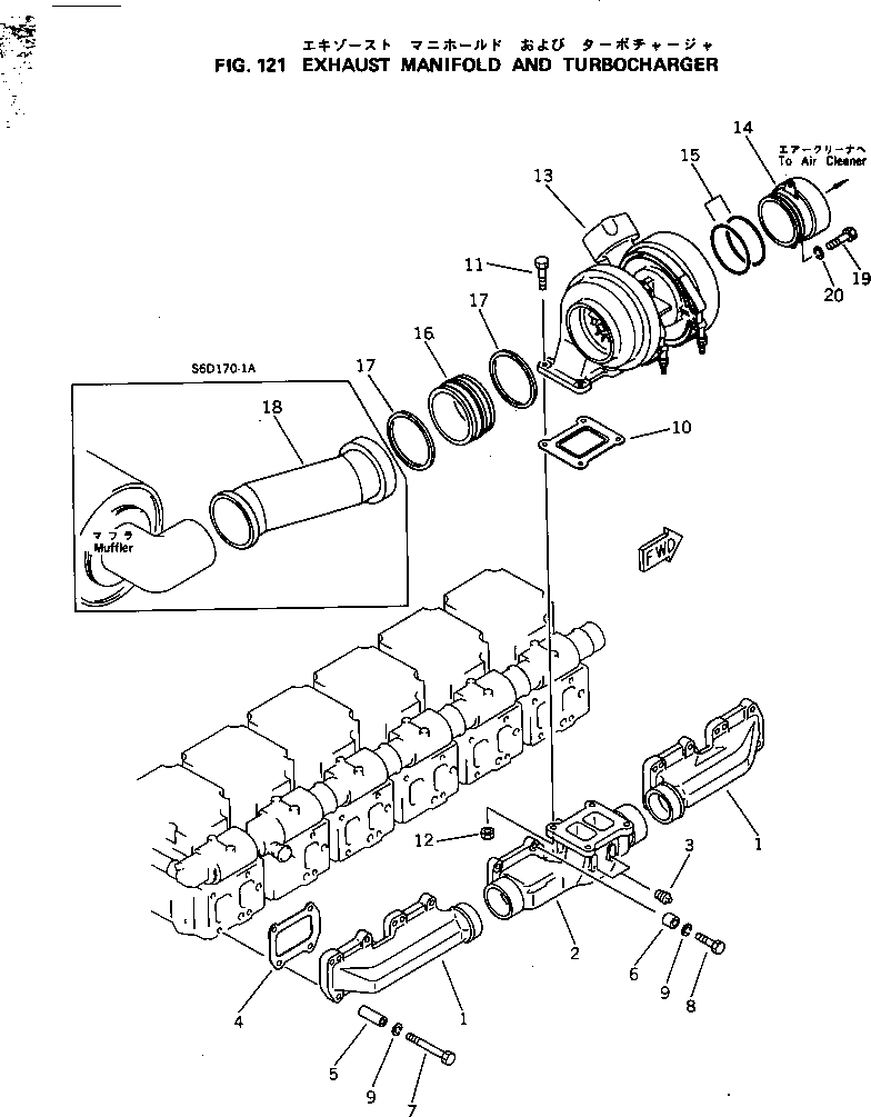 TURBOCHARGER ASS'Y,(KTR130B-4A)(SEE FIG.141) (6502-21-4000) KOMATSU