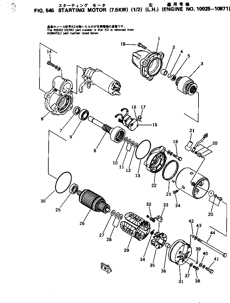 STARTING MOTOR ASS'Y,(7.5KW)(L.H.) 600-813-3520 KOMATSU