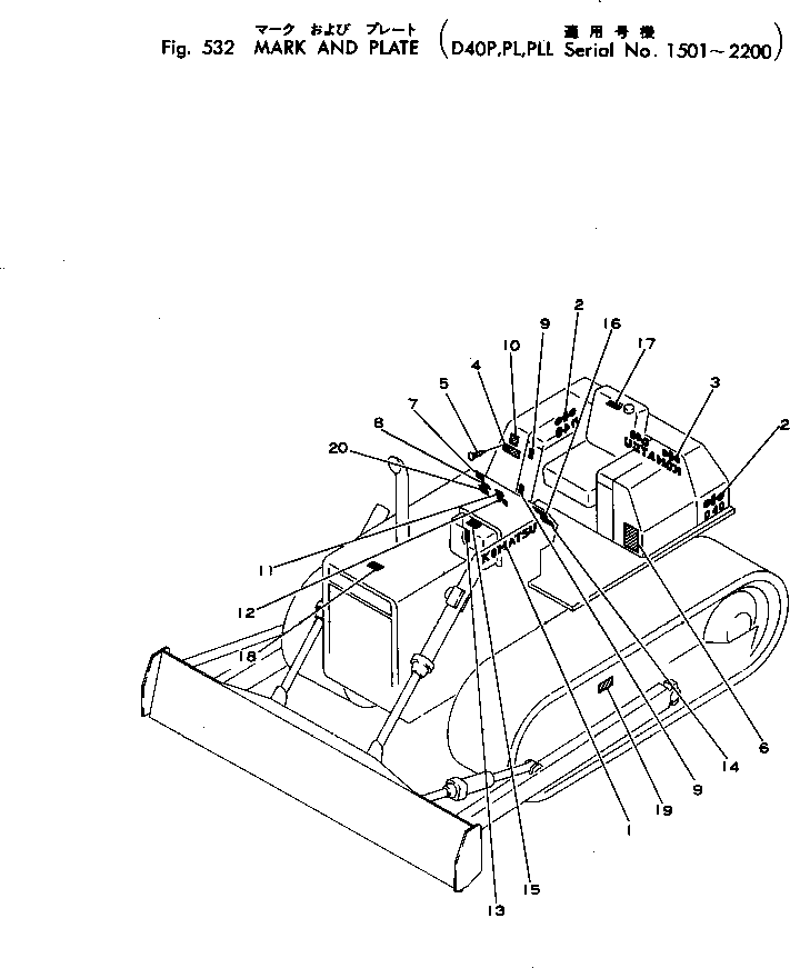 PLATE¤ MARK,(D40P) 09692-05404 KOMATSU