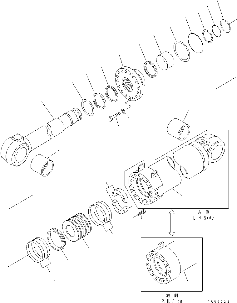Цилиндр в сборе, левый 707-01-03642 KOMATSU