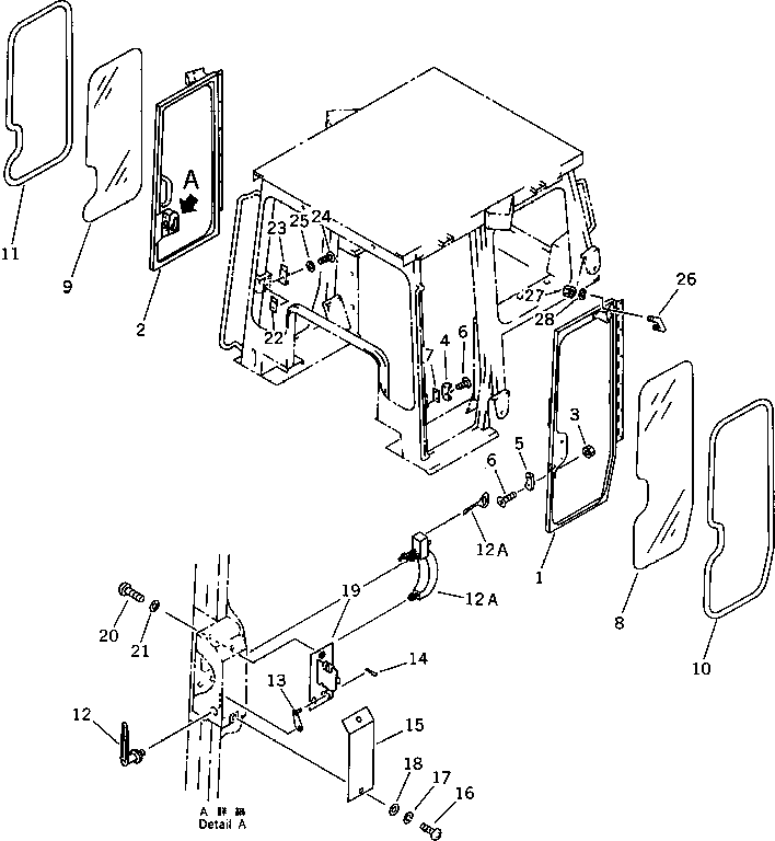 GLASS,L.H. 144-Y11-2170 KOMATSU