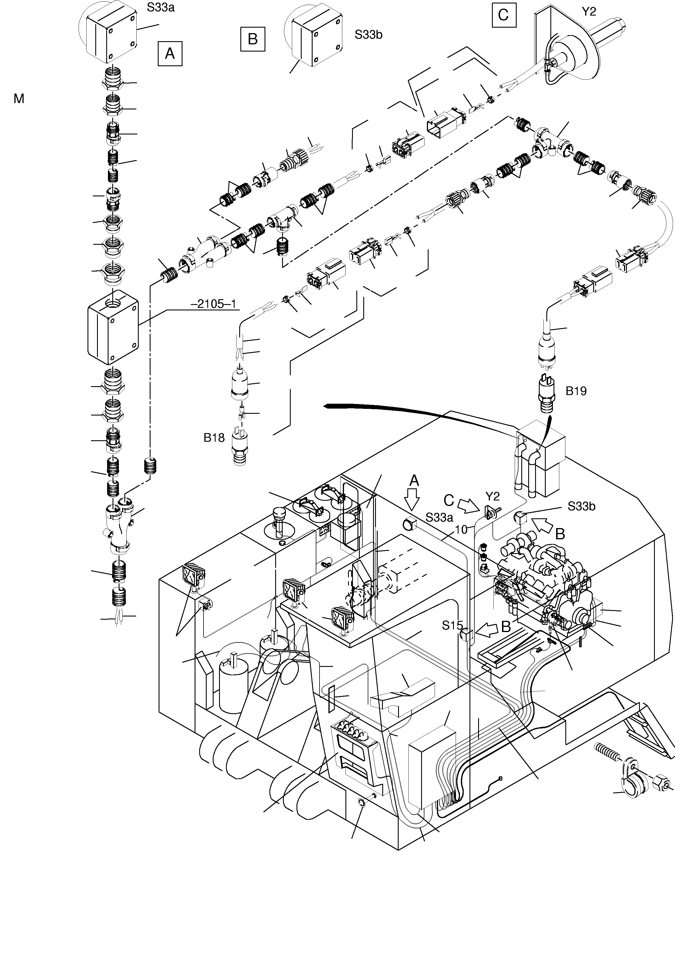Harness X2 - control- and filter plate assy. 894 005 40 KOMATSU