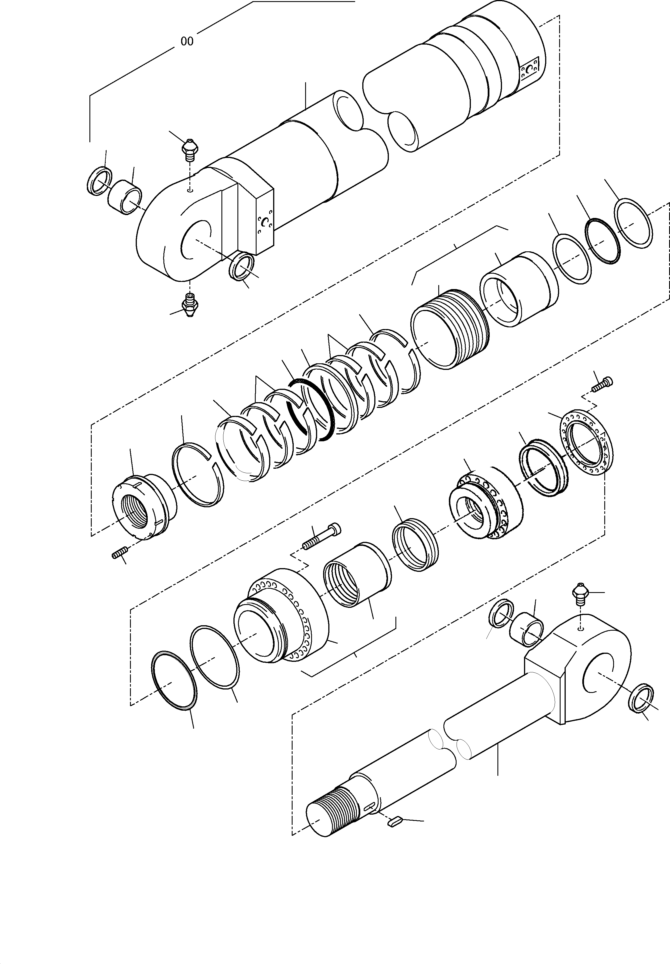 Hydraulic cylinder assy. consist. fig nos. 01-25 (Standard) 891 830 40 KOMATSU