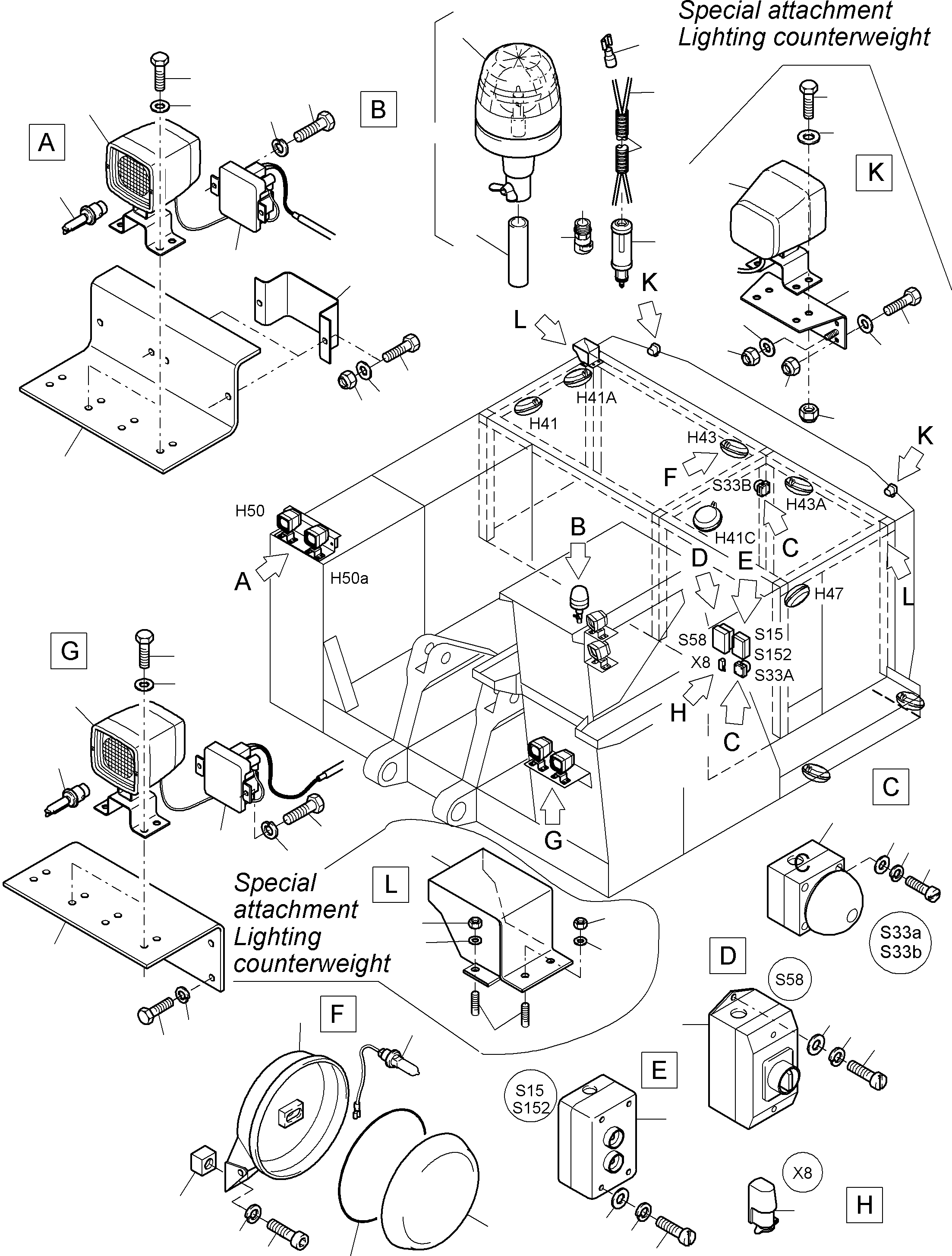 Harness - lighting under upper structure 942 722 40 KOMATSU