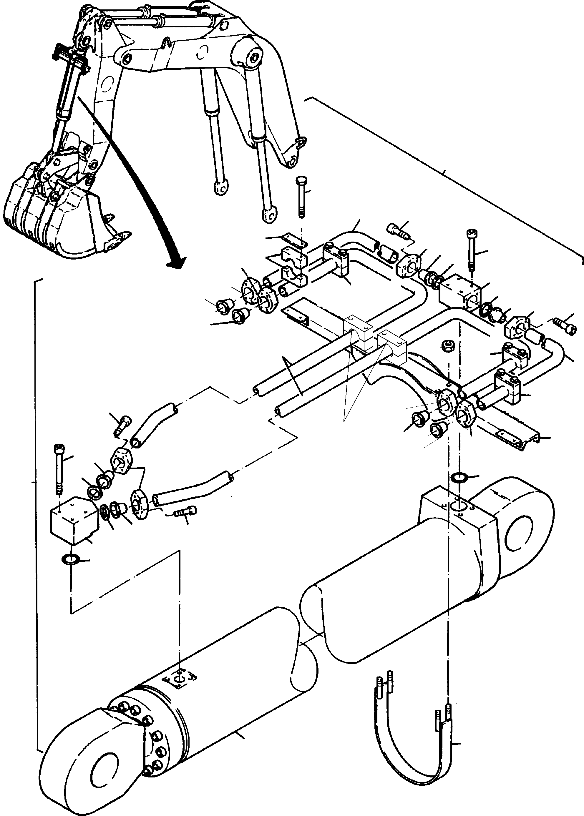 Bucket cylinder assy. (Cold weather design -50°C) consist. of fig-nos: 02 + 03 937 086 40 KOMATSU