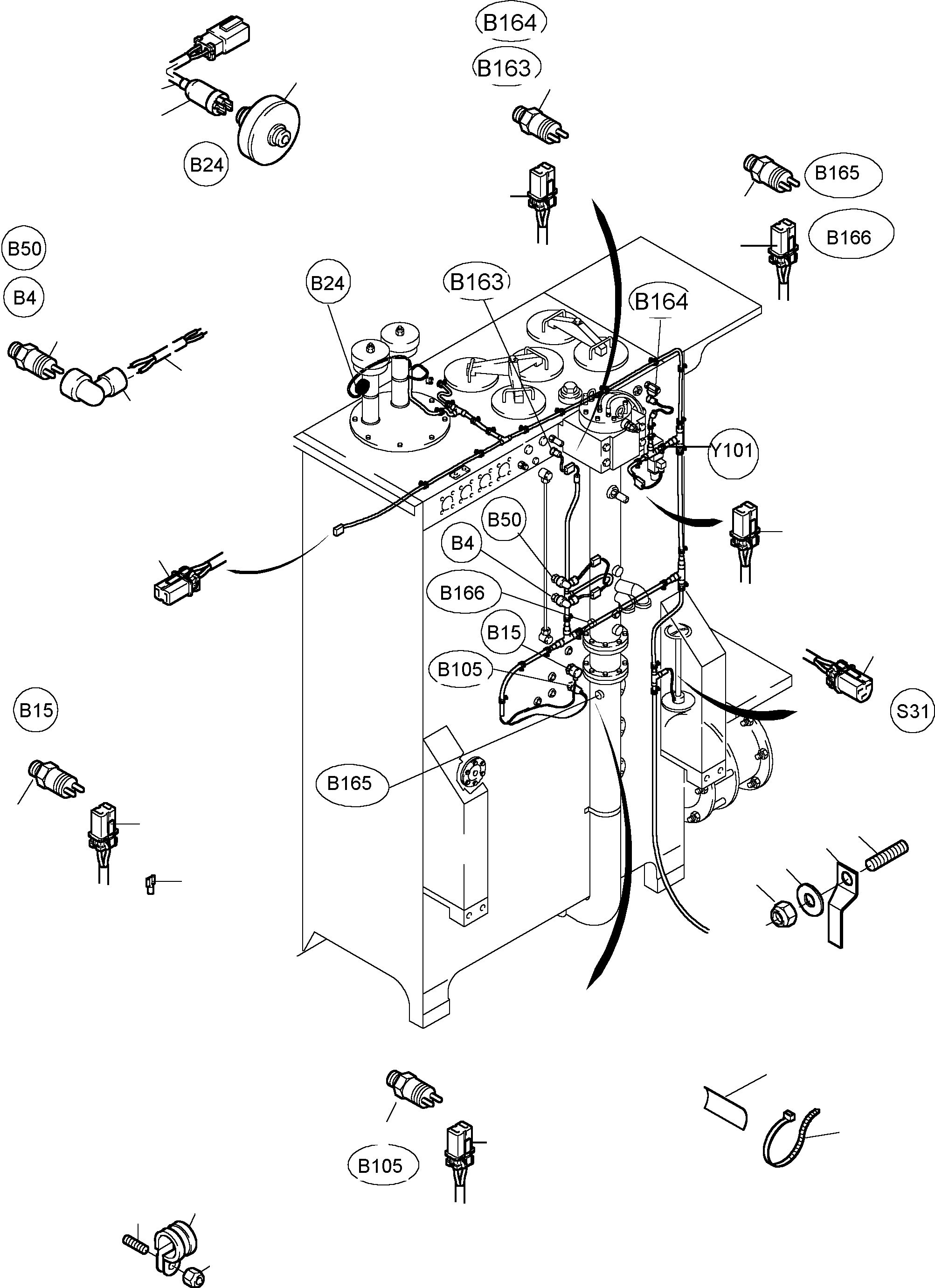 Harness - hydraulic tank 912 310 40 KOMATSU
