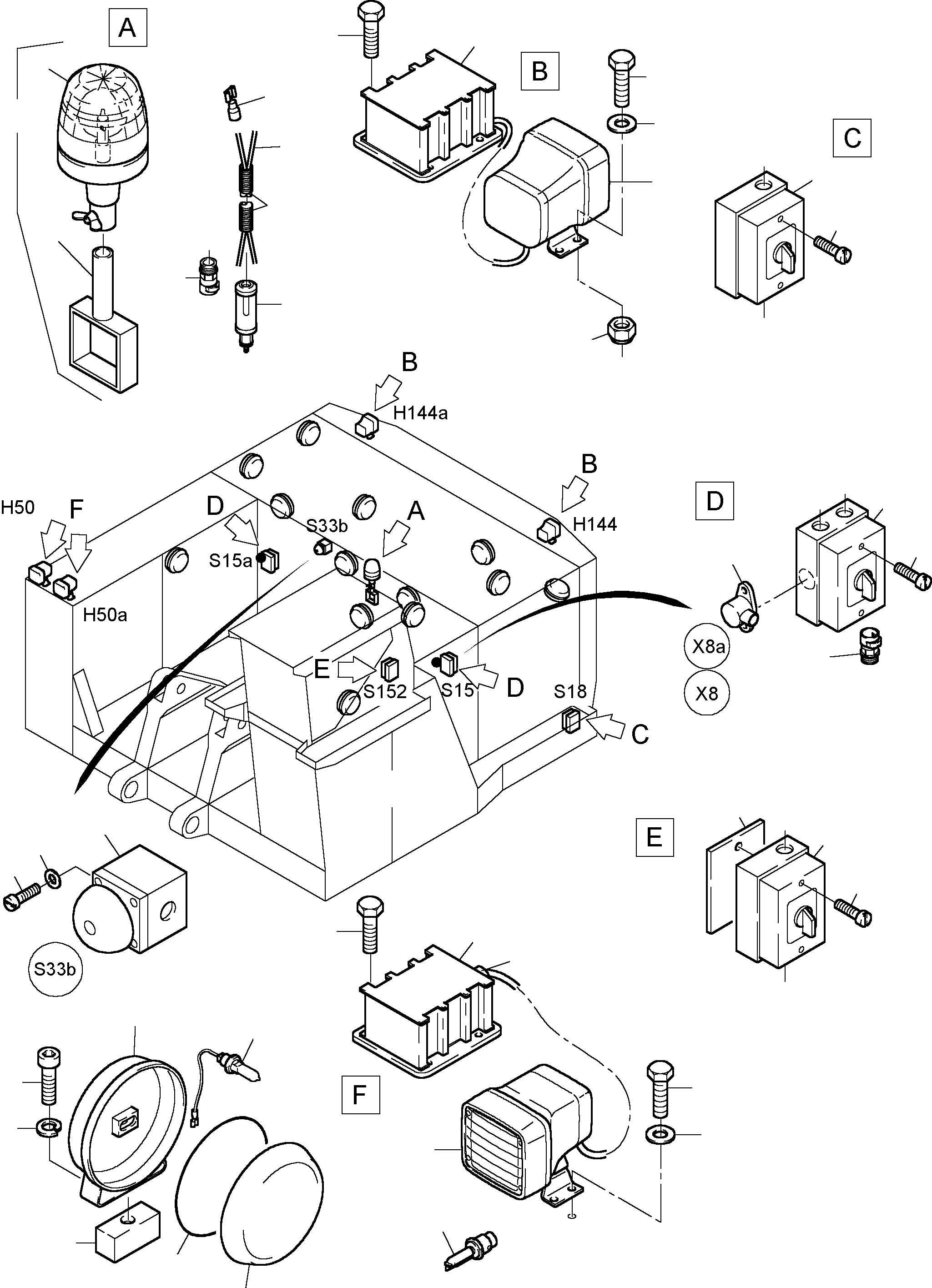 Cable - lighting equipment - atrium 2 916 697 40 KOMATSU