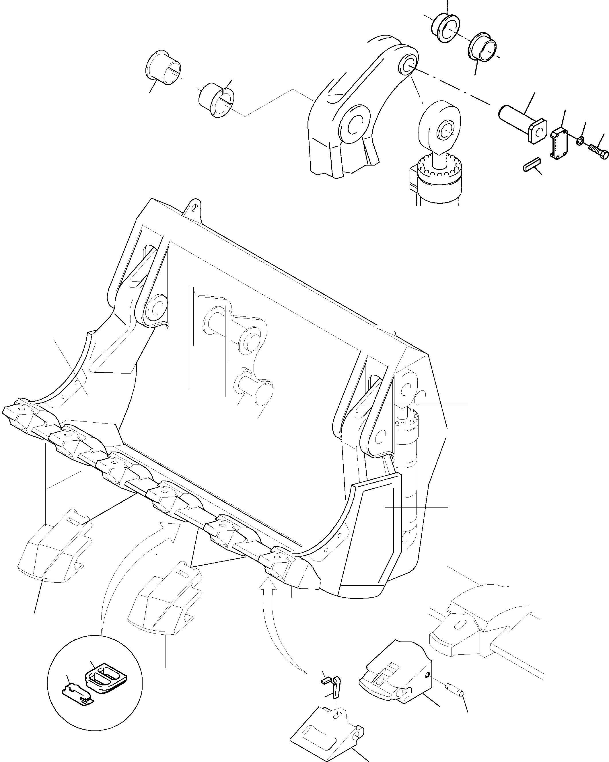 Bucket clam assy. with wear  package, lip and lubrication 911 241 40 KOMATSU