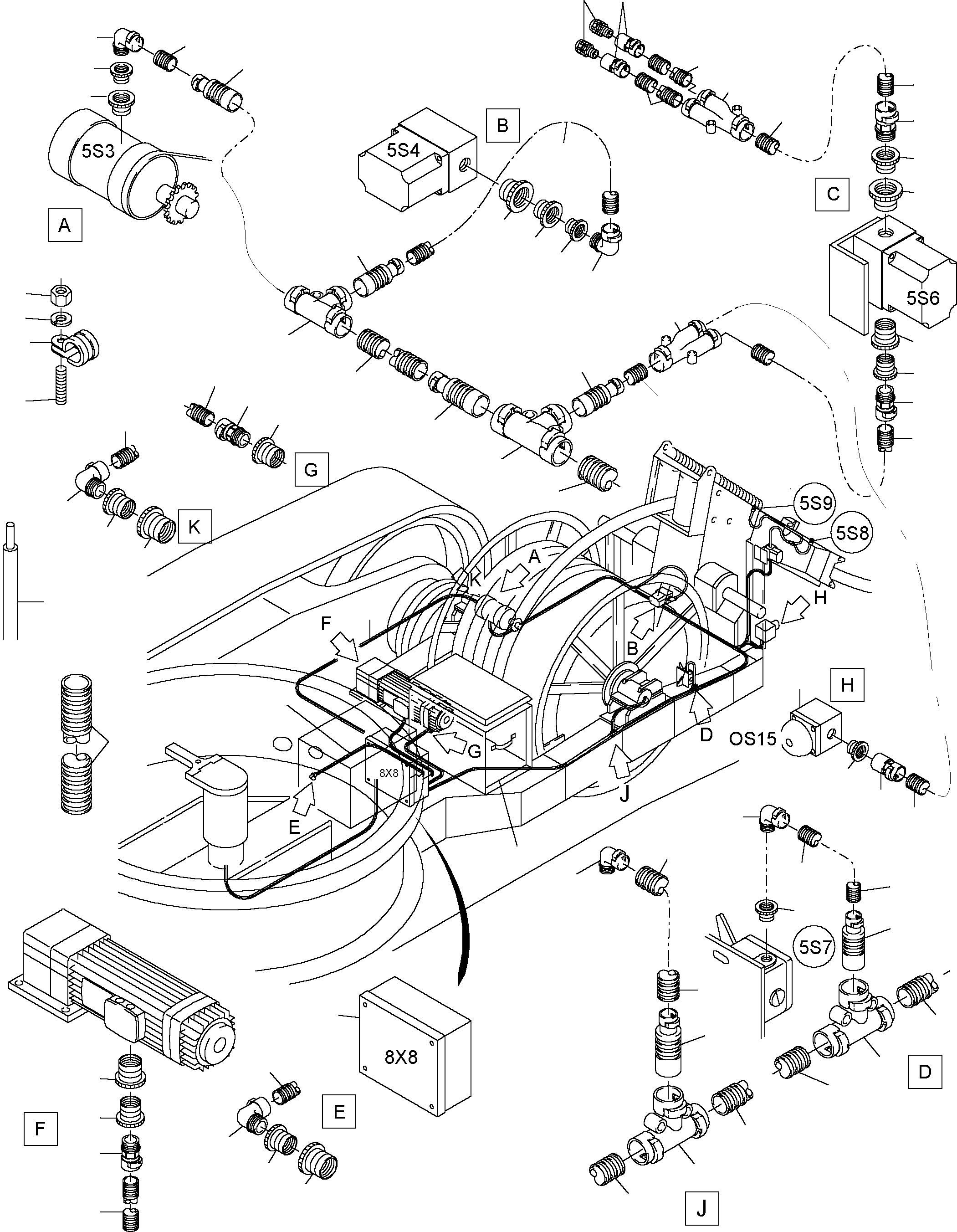 Cable union DN 12-45 896 411 40 KOMATSU
