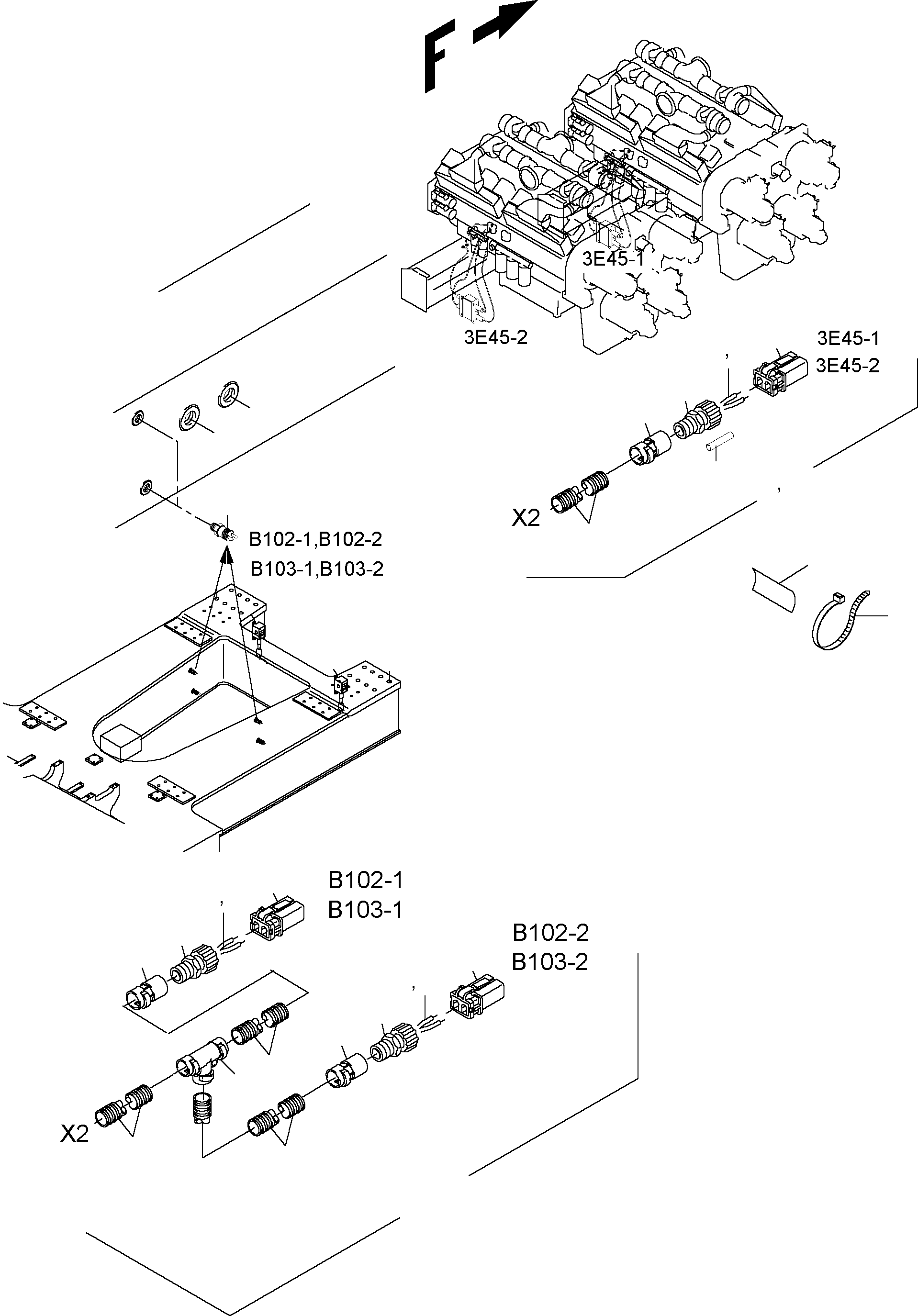 Harness - engine oil 923 589 40 KOMATSU