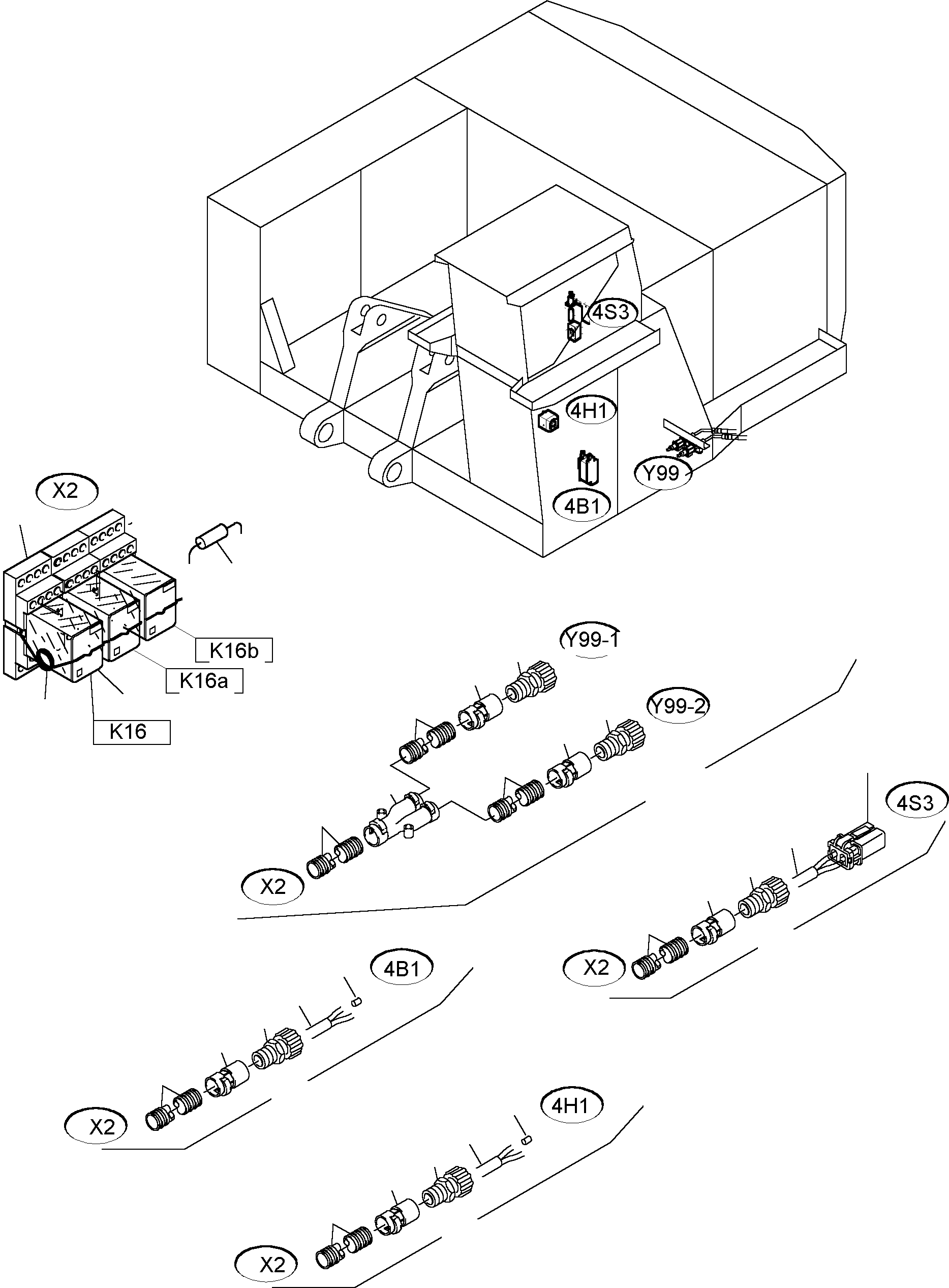 Cable - pressure switch - fire extinguishing equipment 917 384 40 KOMATSU