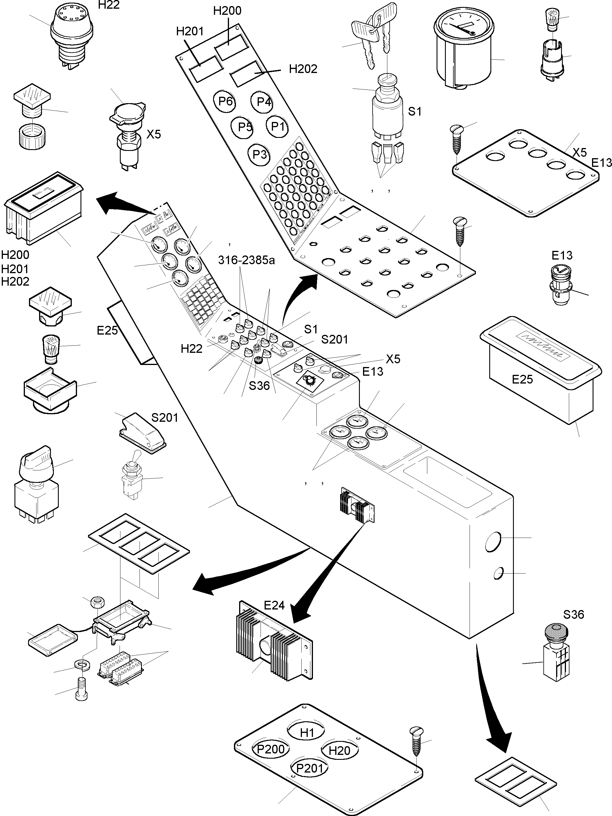 Operation panel, w/o mounting parts 882 846 40 KOMATSU