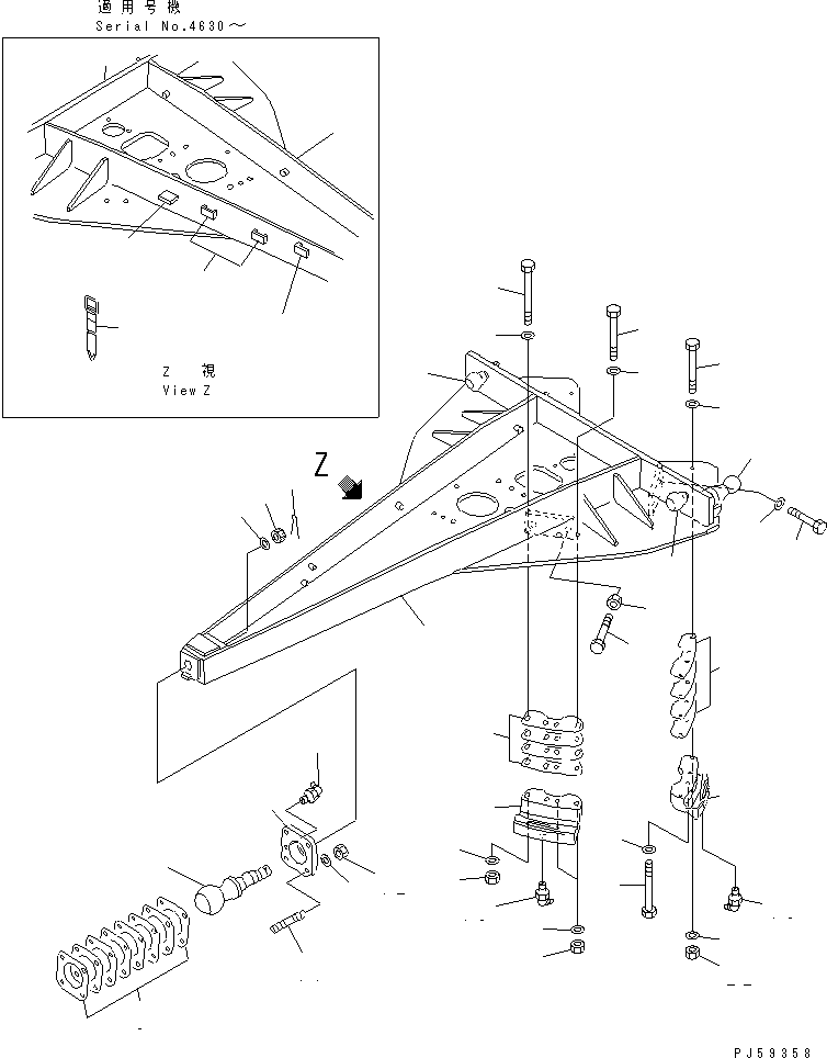 DRAWBAR,(WITH SIDE WING) 23B-972-1410 KOMATSU