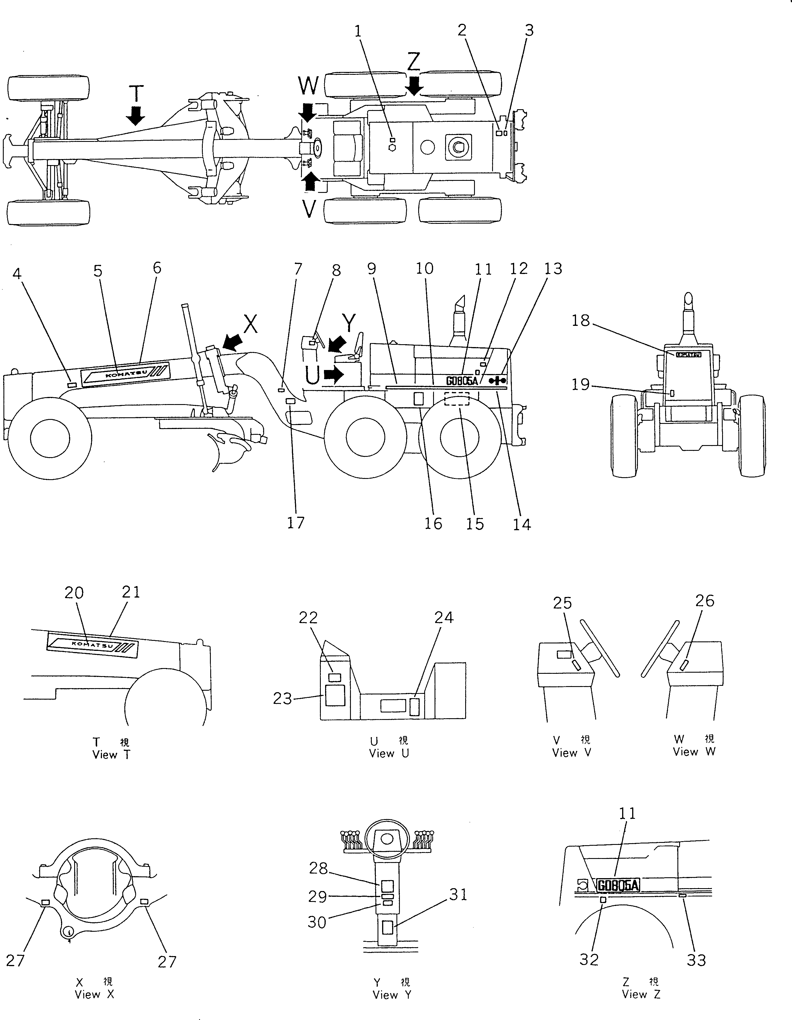 PLATE¤ INSTRUCTION,WATER LEVEL 09650-10111 KOMATSU