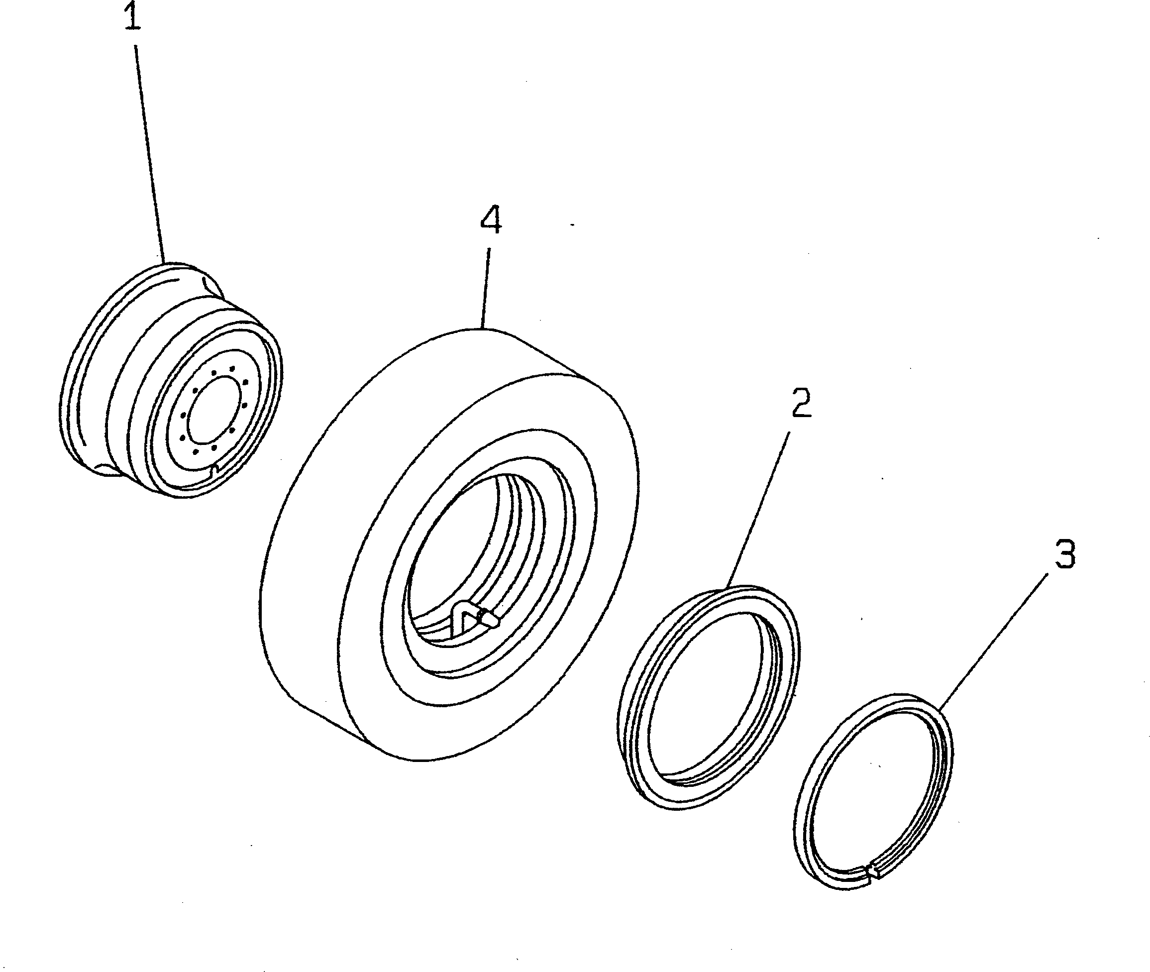 WHEEL AND TIRE ASS'Y,FRONT R.H. AND REAR L.H. 23F-30-00041 KOMATSU