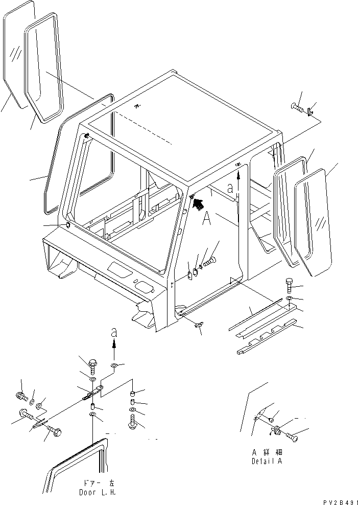 GLASS,R.H. 56D-80-16620 KOMATSU