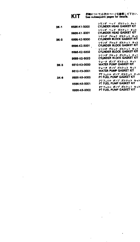Комплект прокладок, блок цилиндров \0\6686-K2-5000 KOMATSU