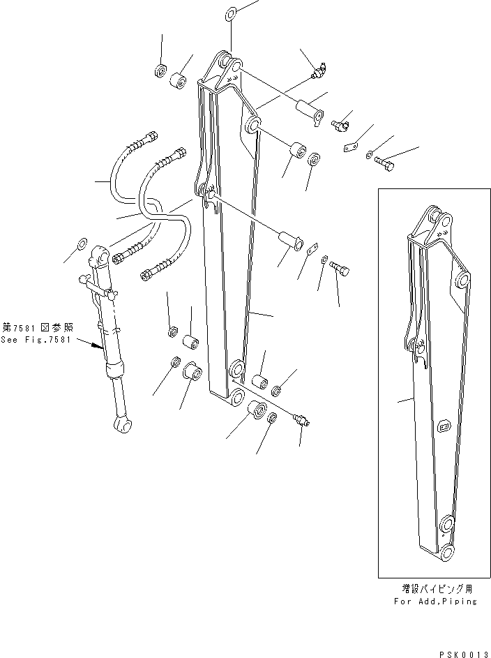 ARM ASS'Y,(FOR ADD. PIPING) 203-70-00640 KOMATSU