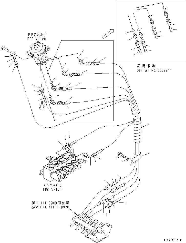 HOSE ASS'Y,(R.H.) 21U-62-34202 KOMATSU