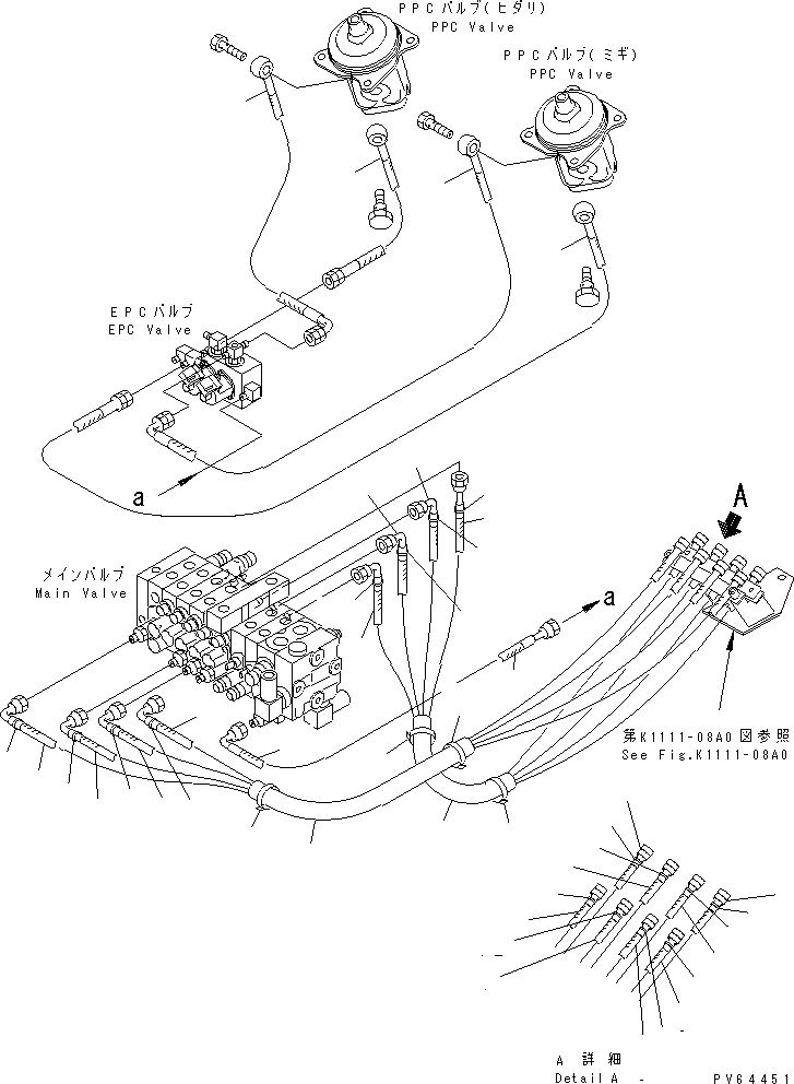 HOSE,(P.P.C.(R.H.) P1 - VALVE PA3) 22L-62-14111 KOMATSU