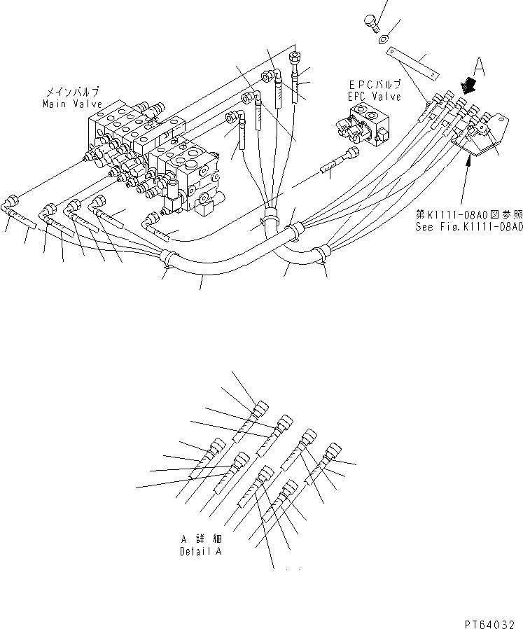 HOSE,(P.P.C.(L.H.) P3 - VALVE PA8) 21U-62-14620 KOMATSU