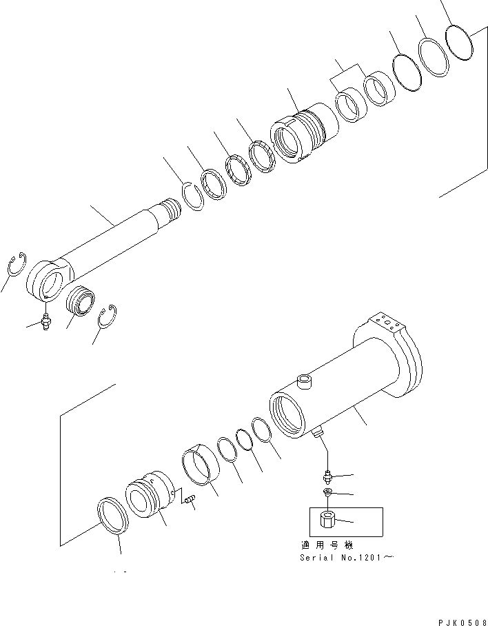CYLINDER ASS'Y,FRONT SUSPENSION¤ R.H. 21J-63-02072 KOMATSU