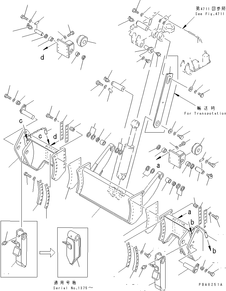 BRACKET,R.H. (FOR NARROW GAUGE) 21F-914-1730 KOMATSU