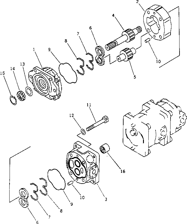 PUMP ASS'Y,(SAR63+56+36) 705-56-34130 KOMATSU
