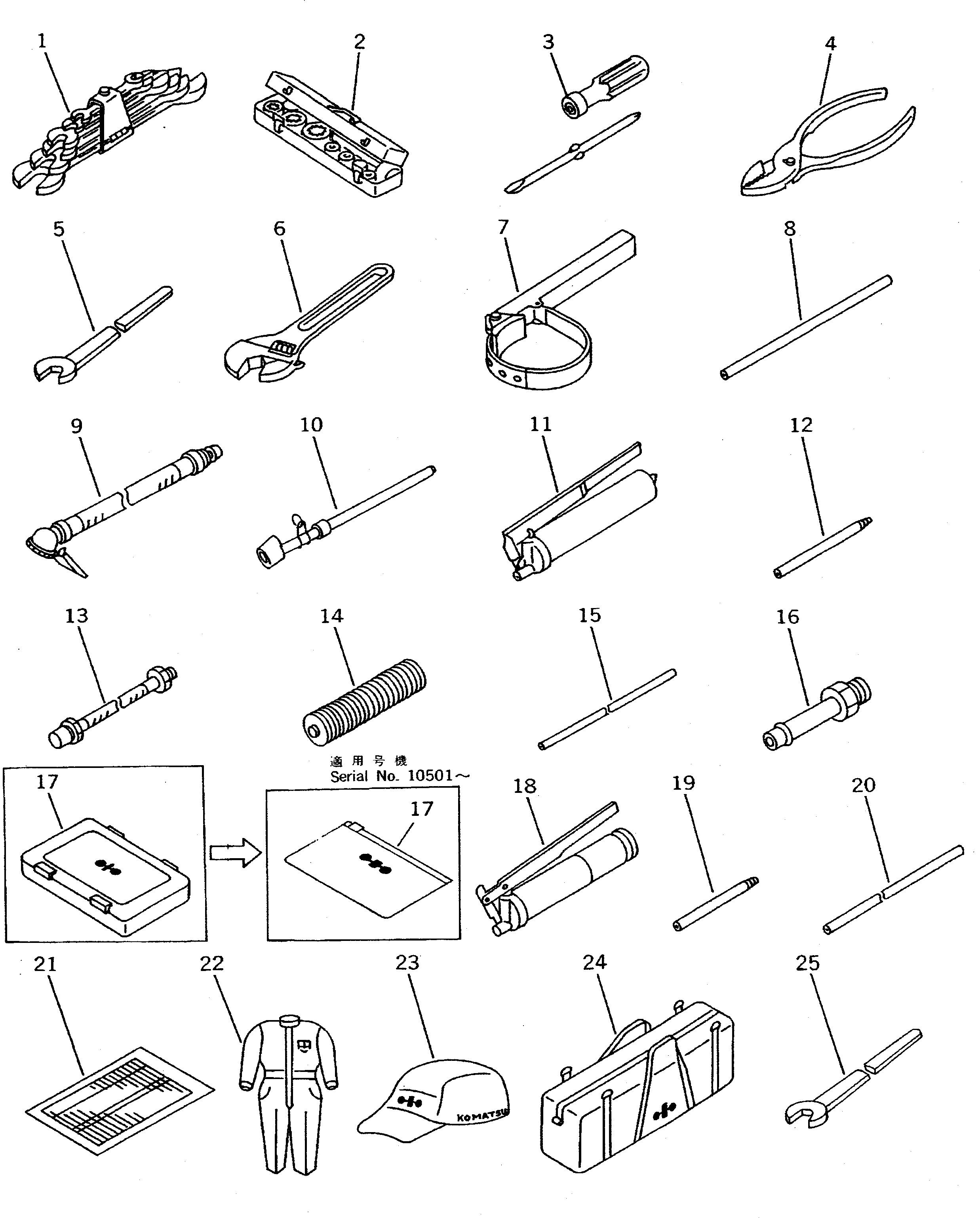 TABLE,TOOL 427-98-11120 KOMATSU