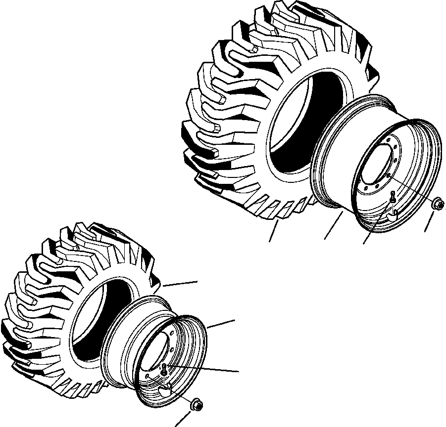 TIRE AND RIM, REAR (21Lx24) 2938-30-3100 KOMATSU