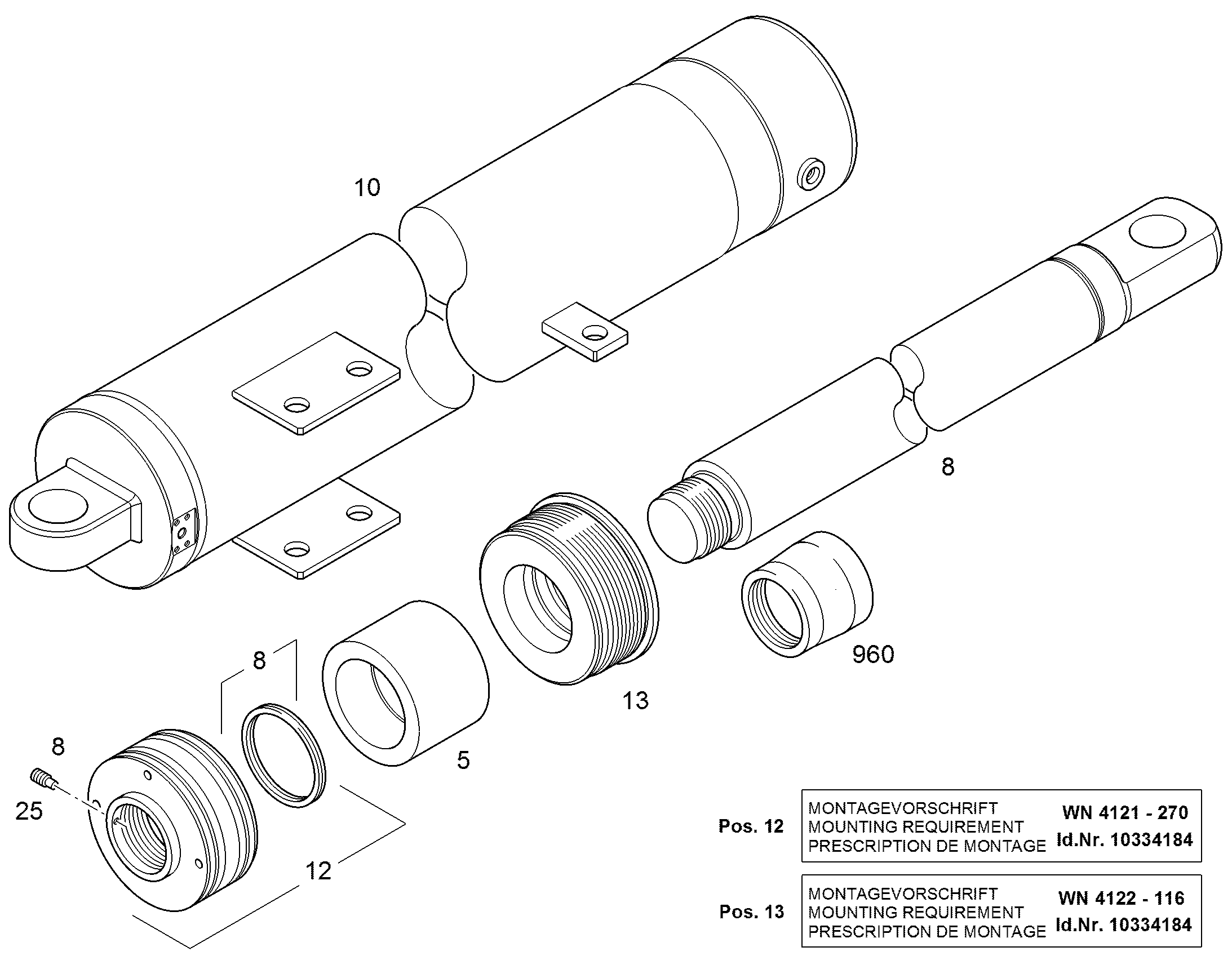 ГИЛЬЗА МОНТАЖНАЯ M95x3X120X75 94065007 LIEBHERR
