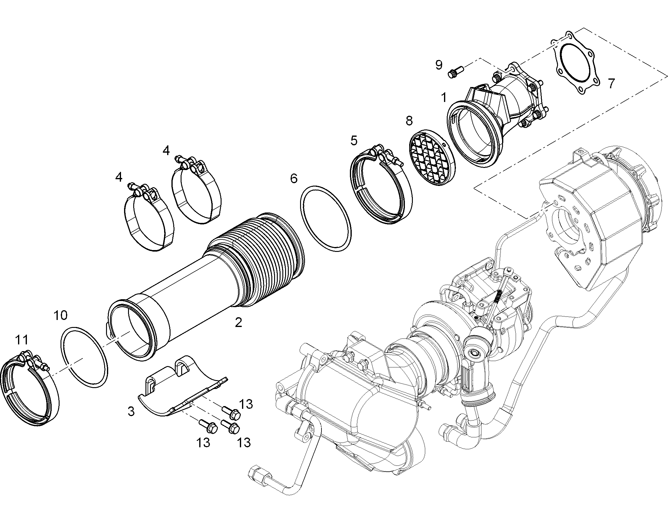 ТРУБКА ВЫХЛОПНАЯ 10133555 LIEBHERR