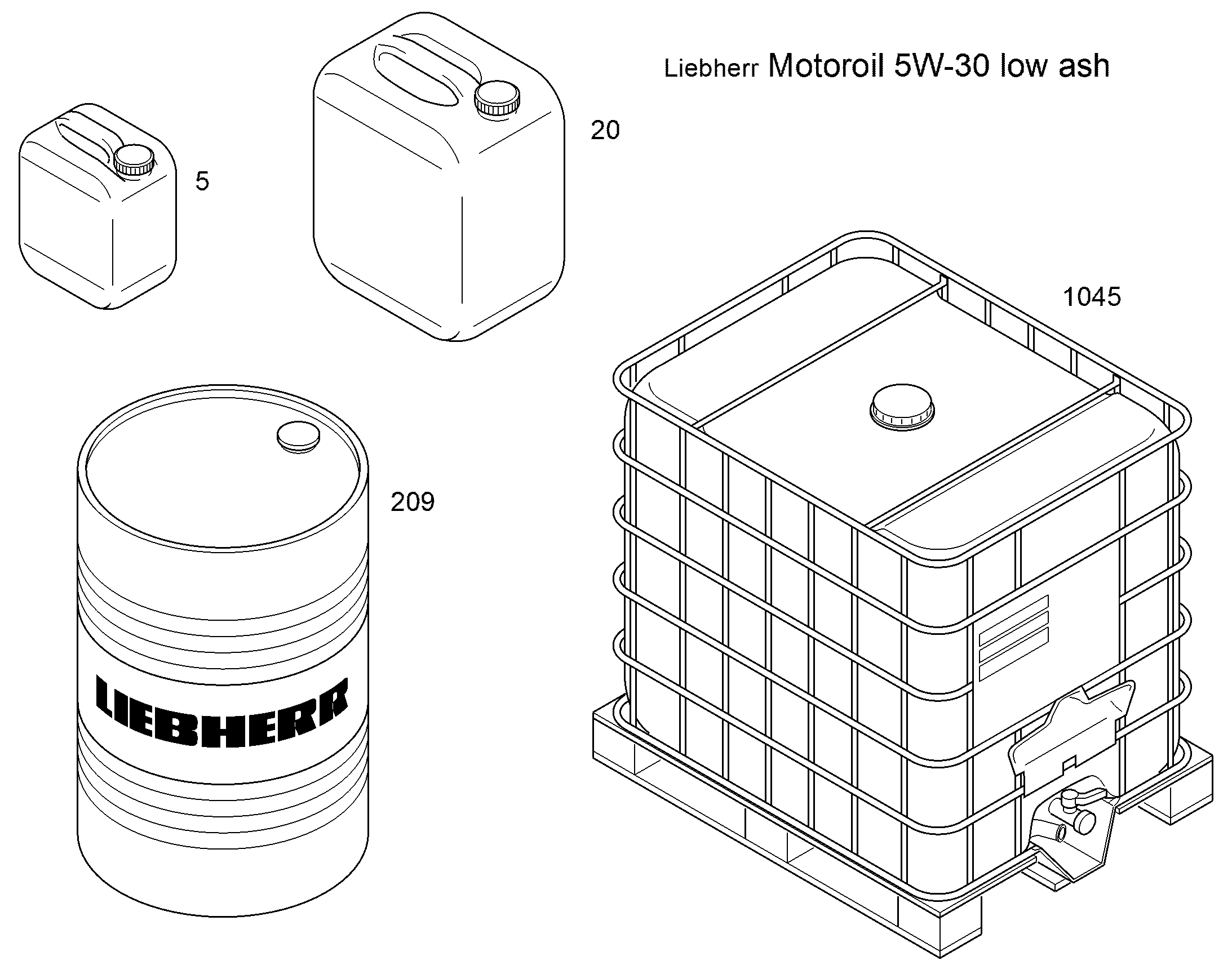 МАСЛО МОТОРНОЕ LIEBHERR LOW ASH/5W-30/210 l/ 11066031 LIEBHERR