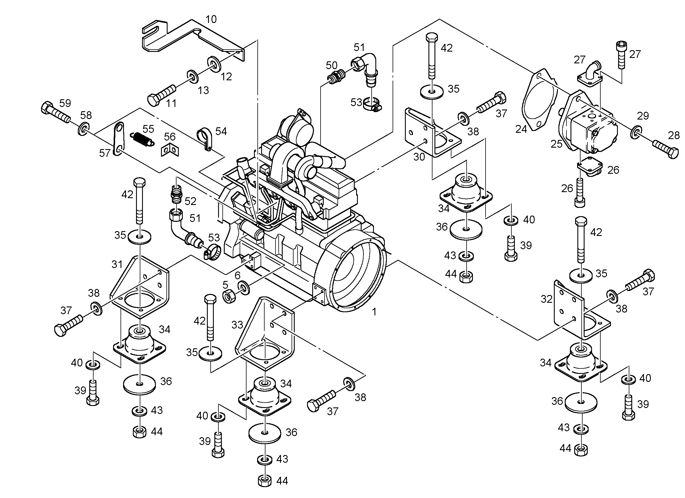 ДВИГАТЕЛЬ ДИЗЕЛЬНЫЙ D504 NA A1 59 kW 9739000 LIEBHERR